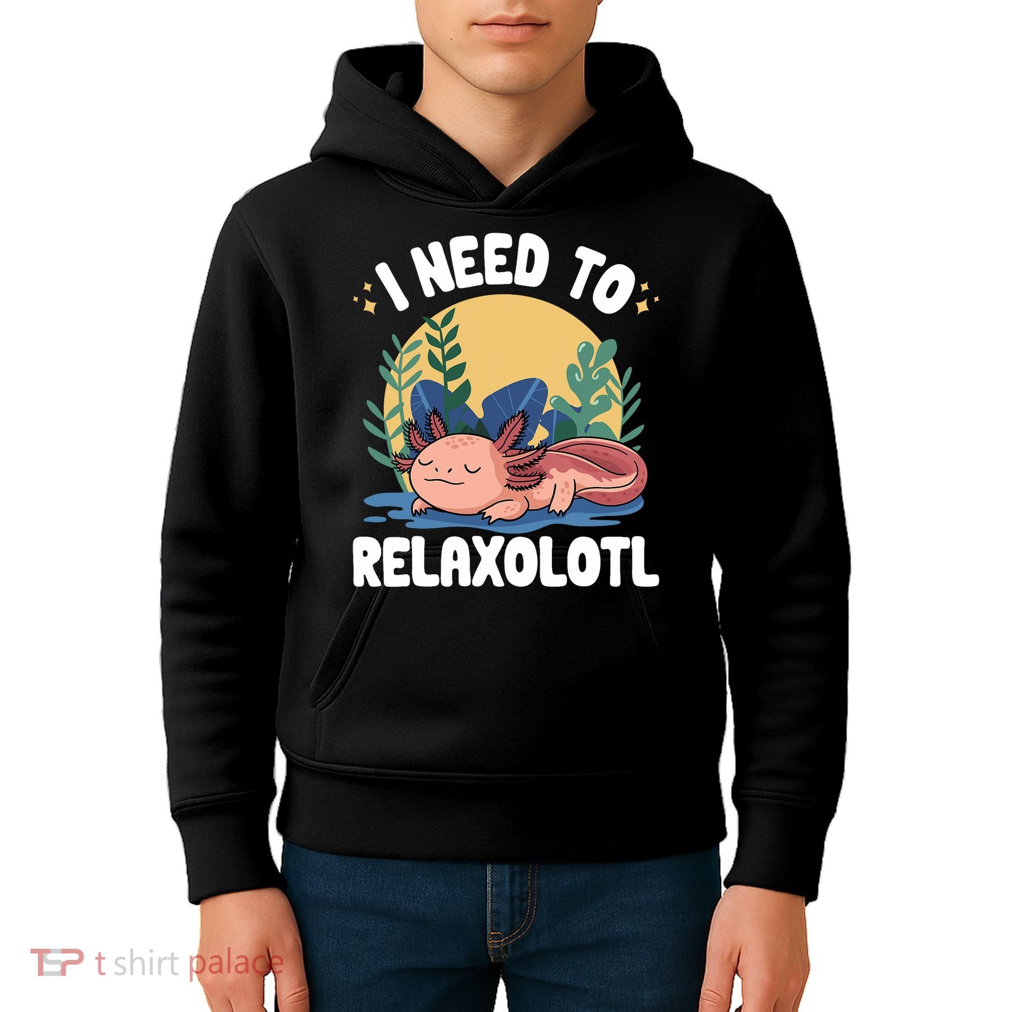 Axolotl Sleeping Pajamas I Need To Relaxalotl  Kids Hoodie