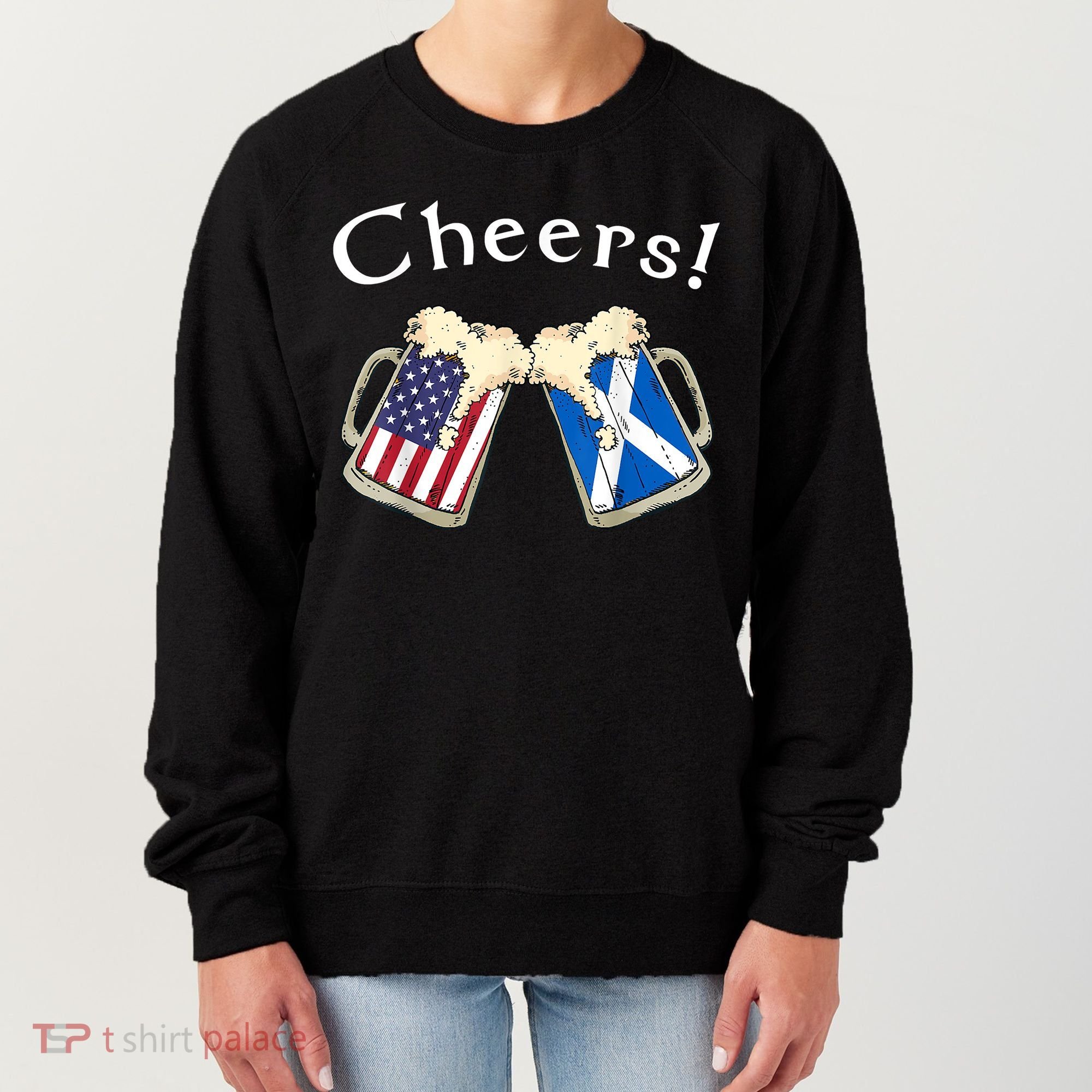 American Scottish Patriot US Flag Beer Drinks Scotland Grown Women's Sweatshirt
