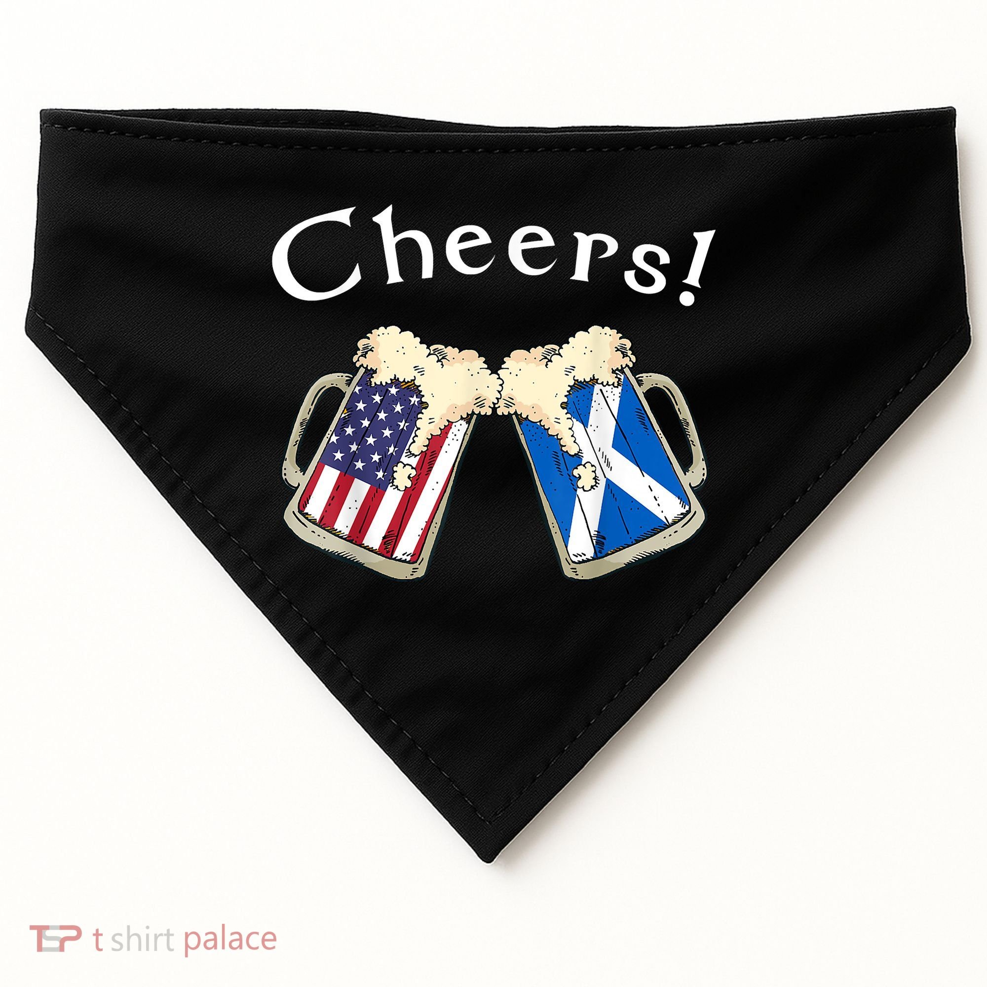 American Scottish Patriot US Flag Beer Drinks Scotland Grown USA-Made Doggie Bandana