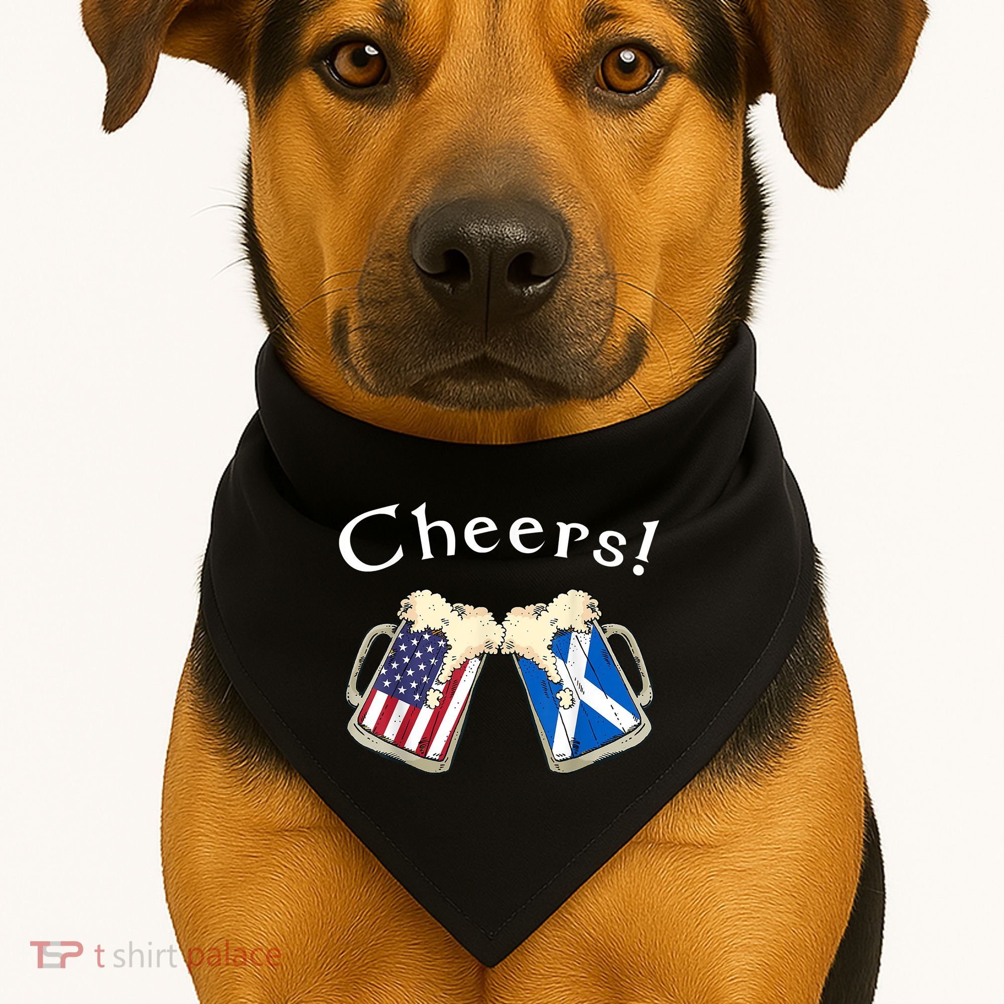 American Scottish Patriot US Flag Beer Drinks Scotland Grown USA-Made Doggie Bandana