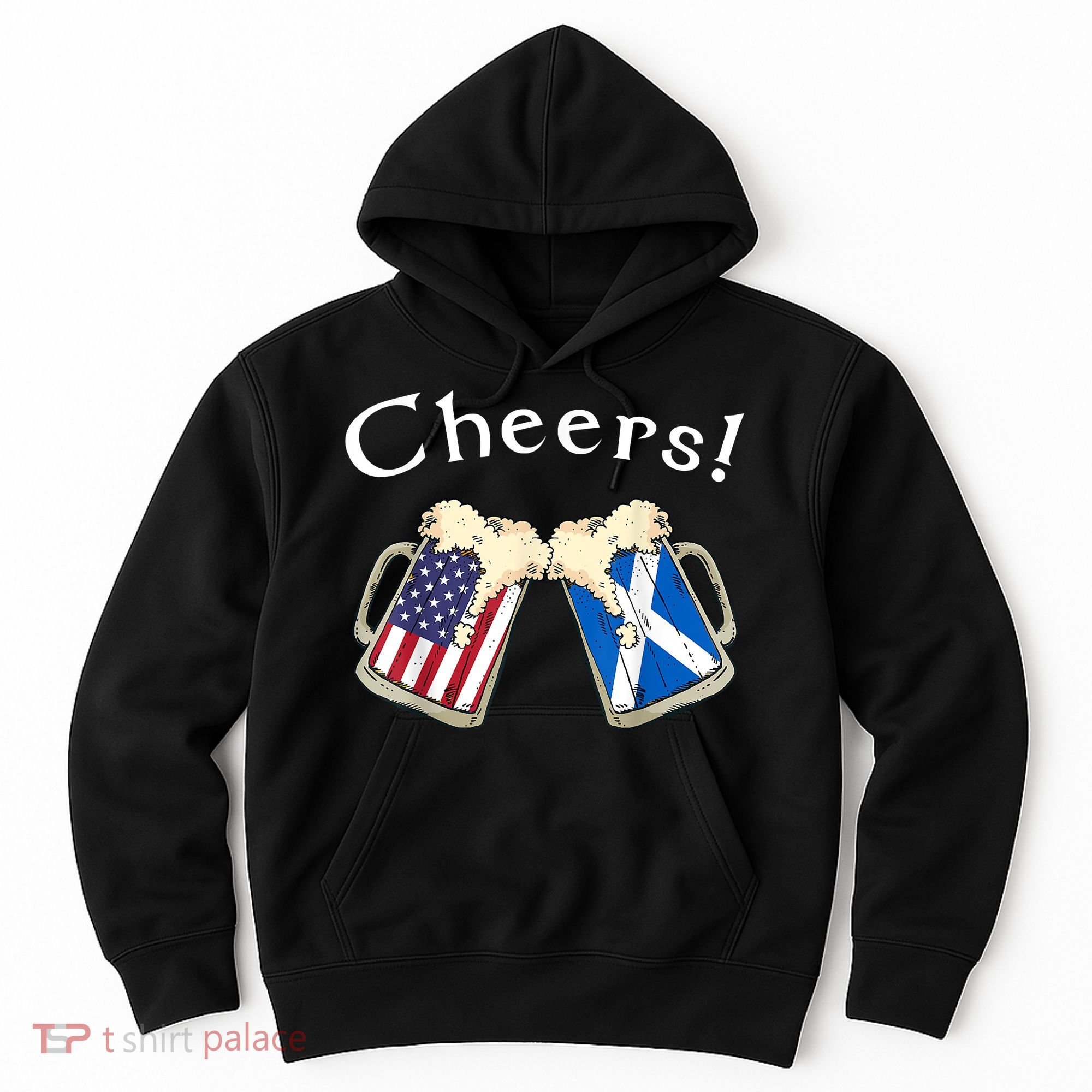 American Scottish Patriot US Flag Beer Drinks Scotland Grown Hoodie