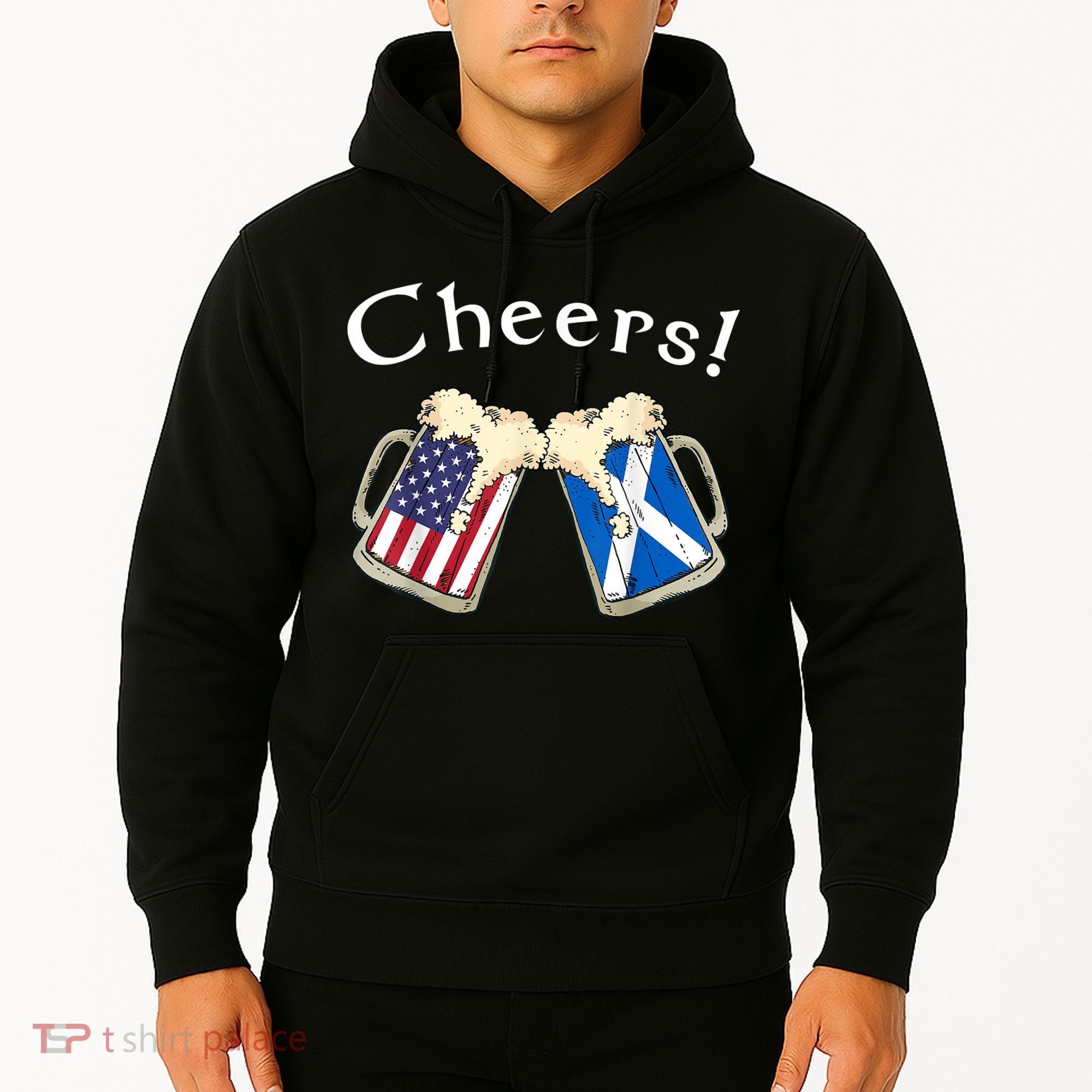 American Scottish Patriot US Flag Beer Drinks Scotland Grown Hoodie