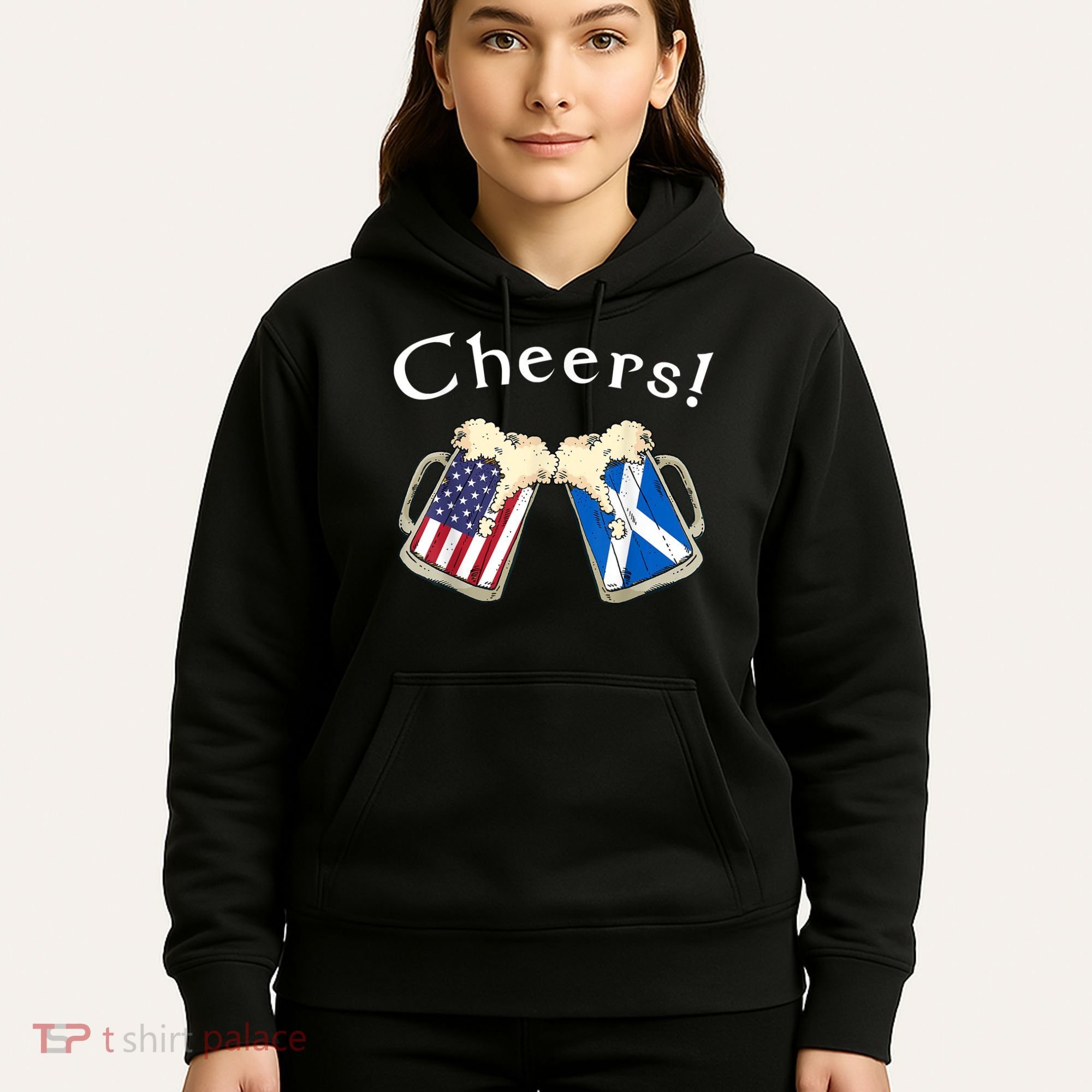 American Scottish Patriot US Flag Beer Drinks Scotland Grown Hoodie