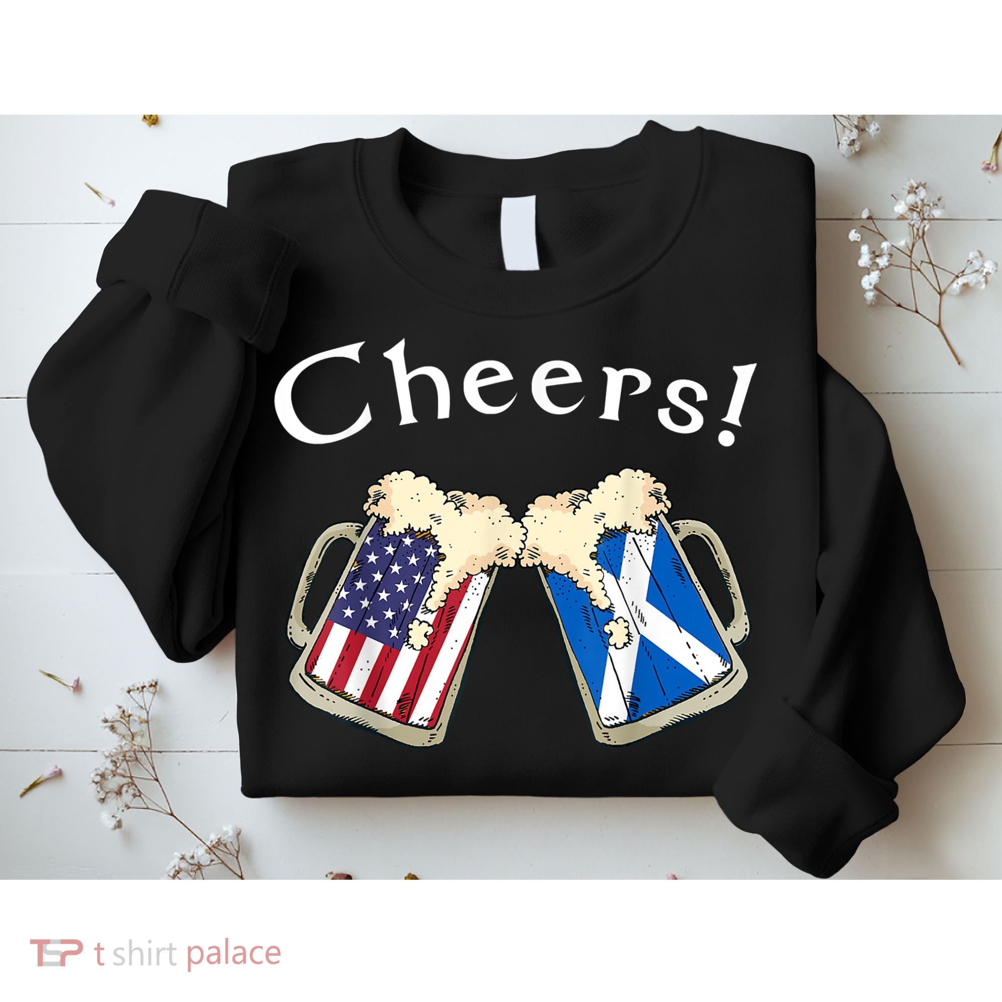 American Scottish Patriot US Flag Beer Drinks Scotland Grown Sweatshirt