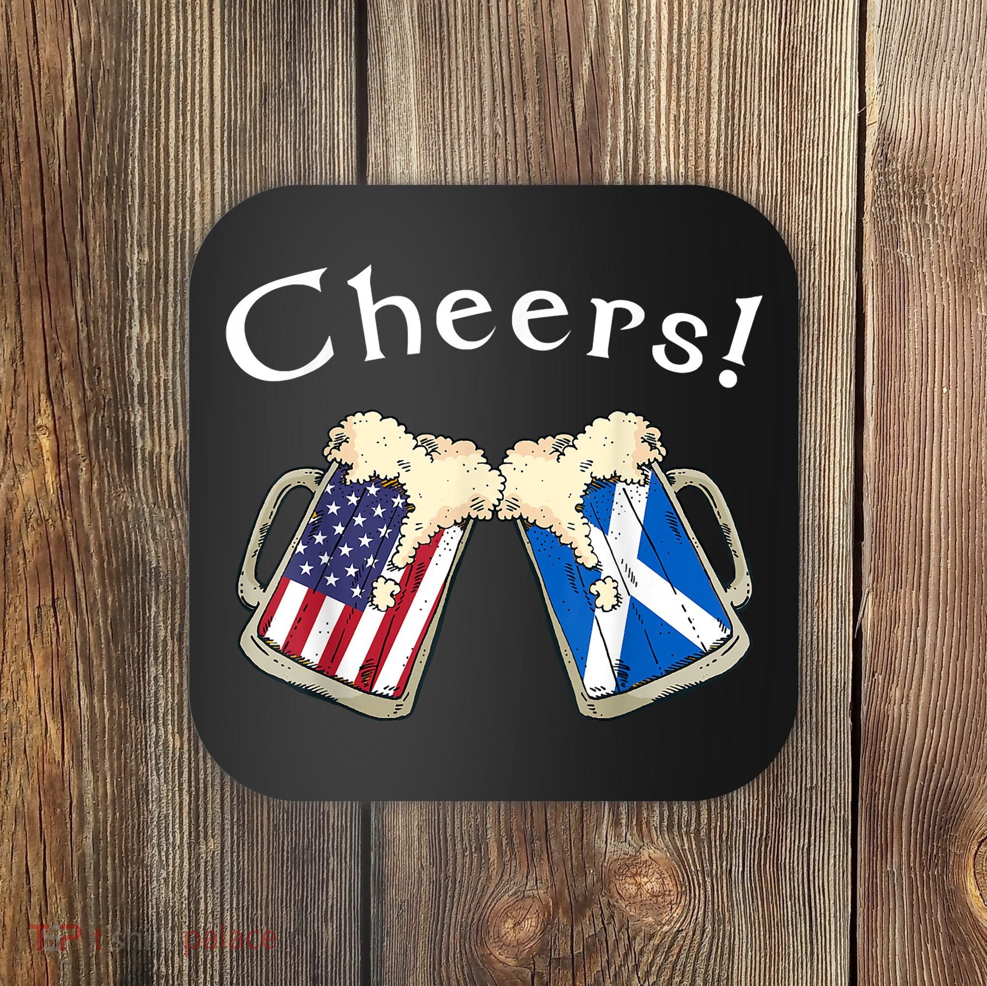 American Scottish Patriot US Flag Beer Drinks Scotland Grown Coaster