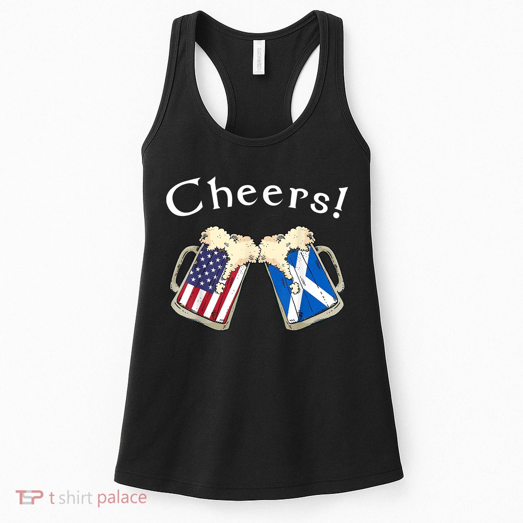 American Scottish Patriot US Flag Beer Drinks Scotland Grown Women's Tank Top