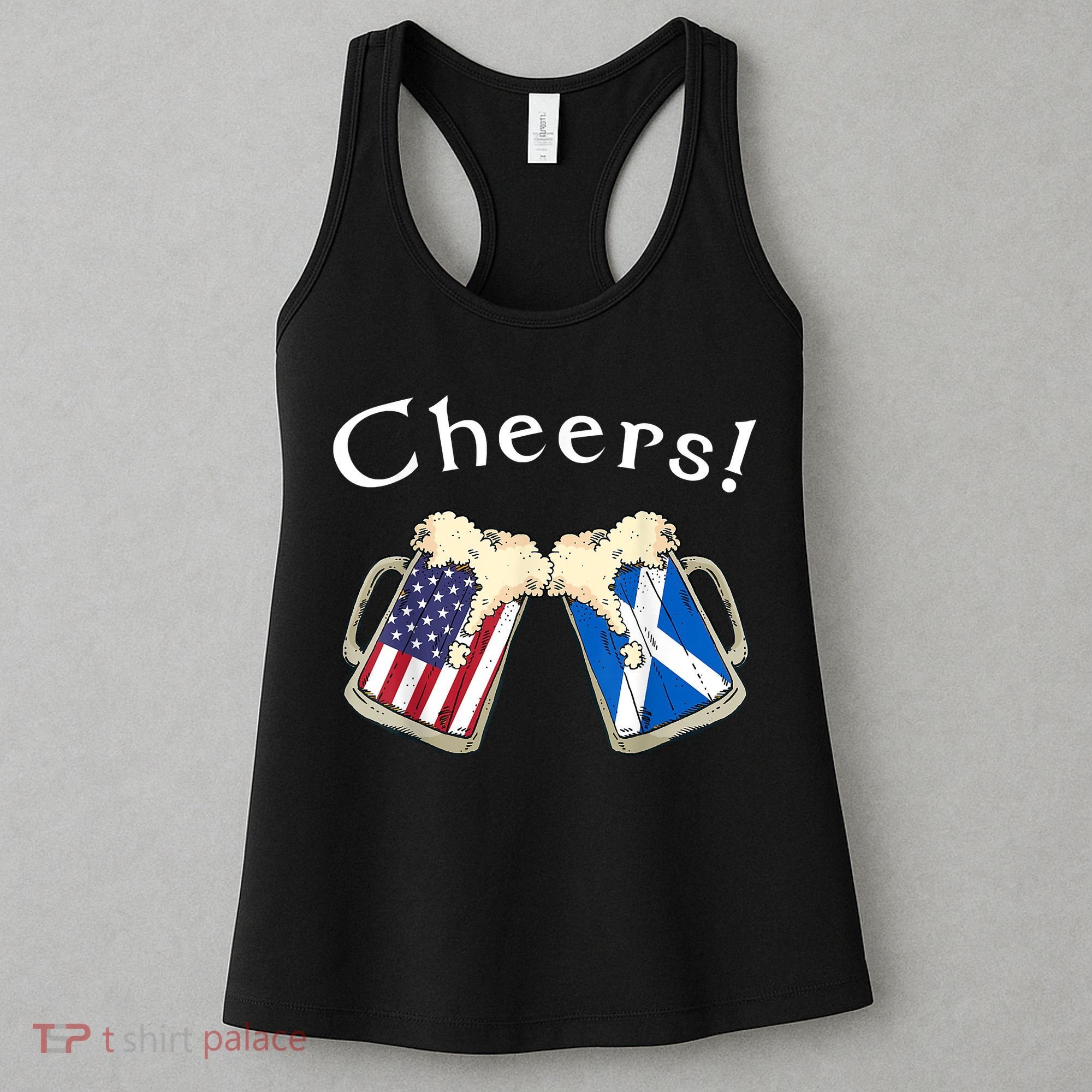 American Scottish Patriot US Flag Beer Drinks Scotland Grown Women's Tank Top