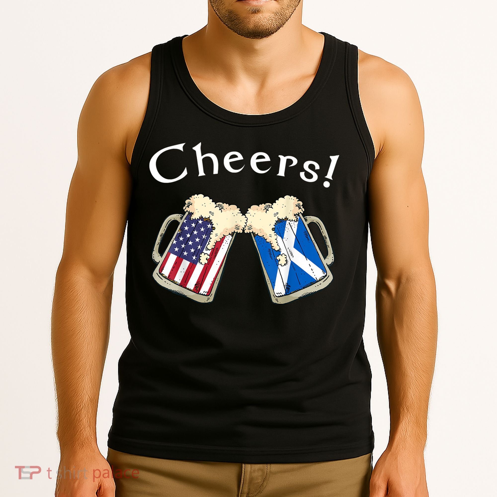 American Scottish Patriot US Flag Beer Drinks Scotland Grown Tank Top