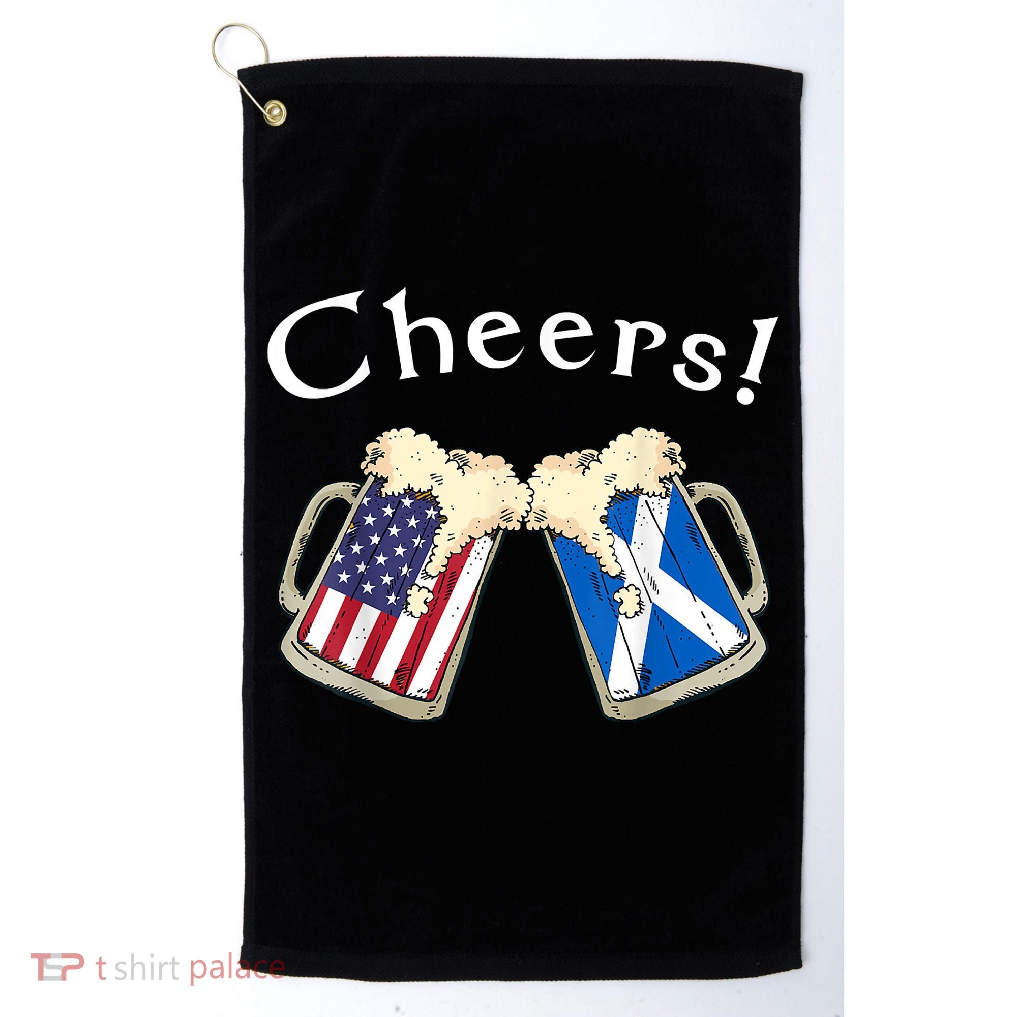 American Scottish Patriot US Flag Beer Drinks Scotland Grown Golf Towel
