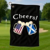 American Scottish Patriot US Flag Beer Drinks Scotland Grown Golf Towel thumb 1