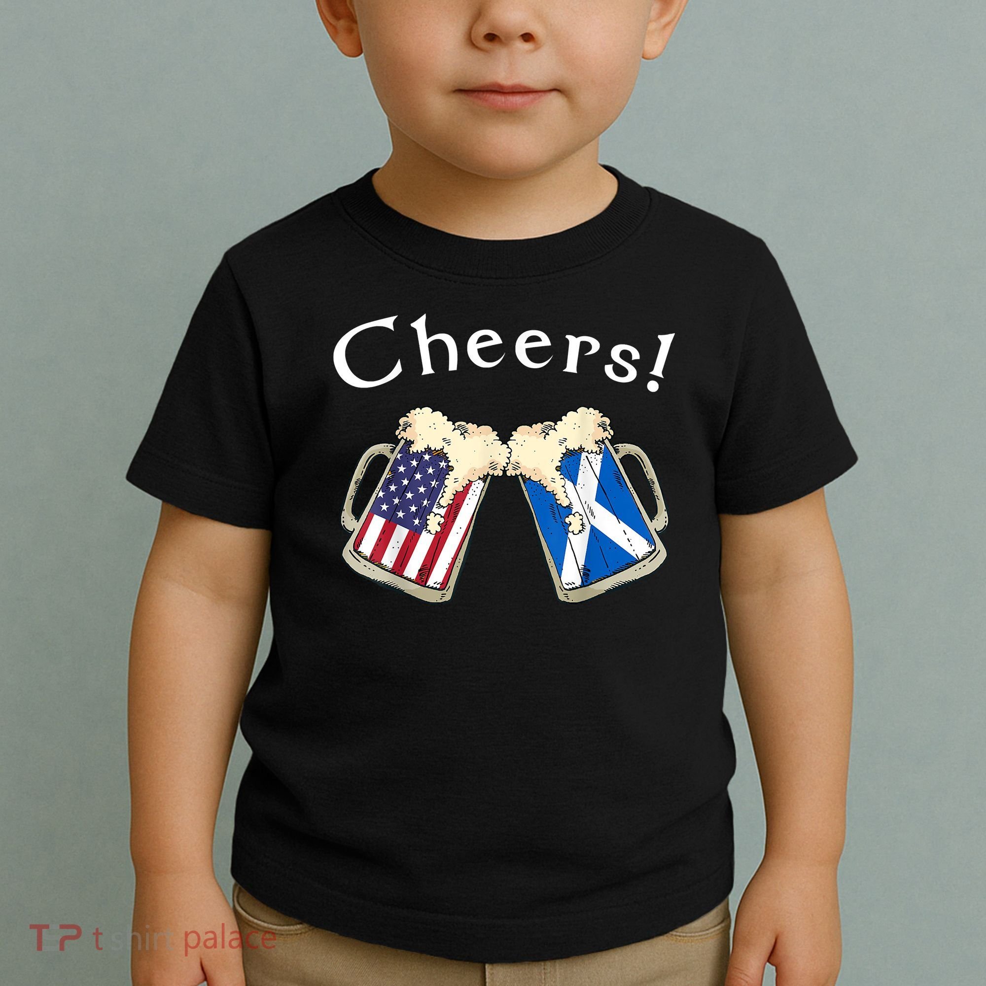 American Scottish Patriot US Flag Beer Drinks Scotland Grown Toddler T-Shirt