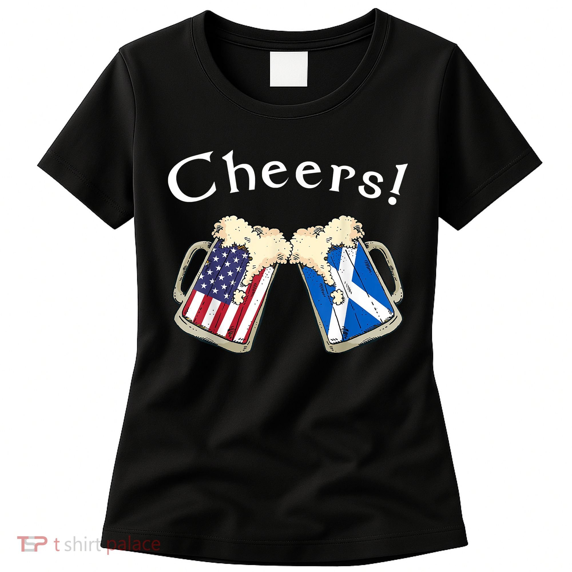 American Scottish Patriot US Flag Beer Drinks Scotland Grown Women's T-Shirt