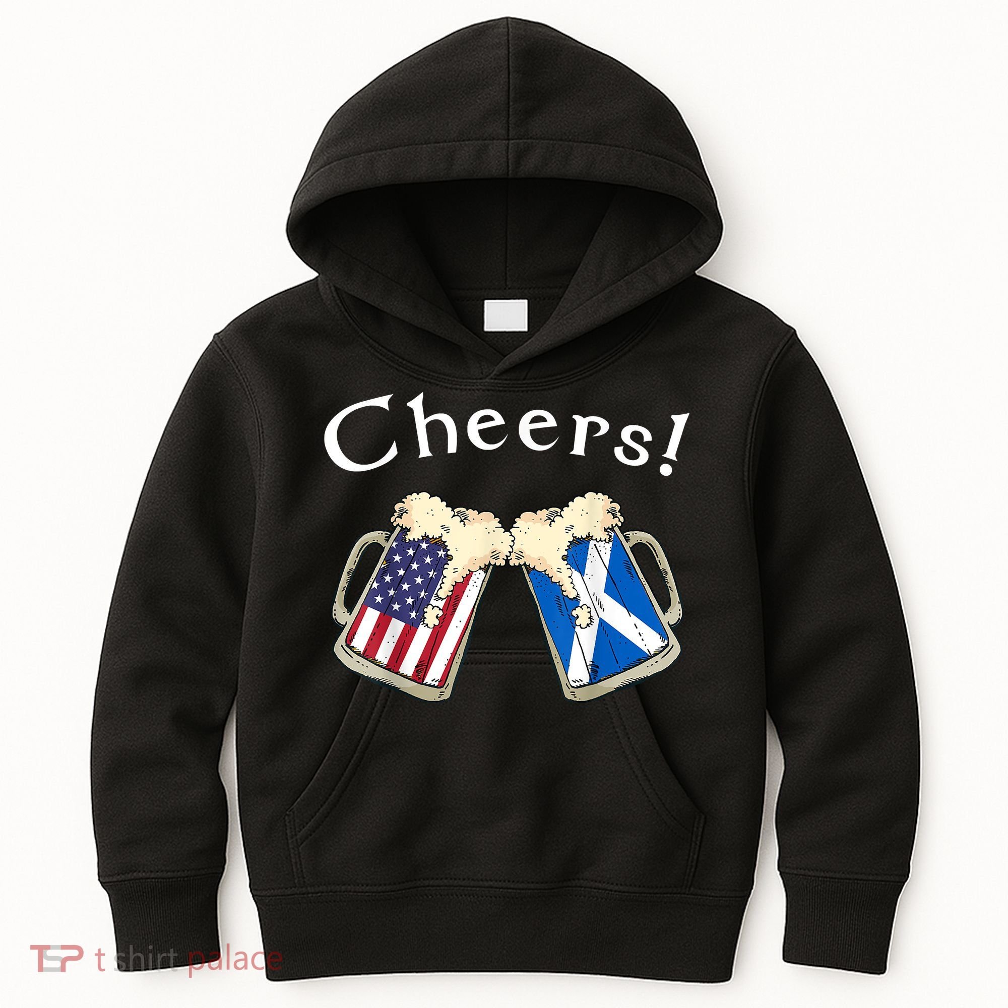 American Scottish Patriot US Flag Beer Drinks Scotland Grown Kids Hoodie