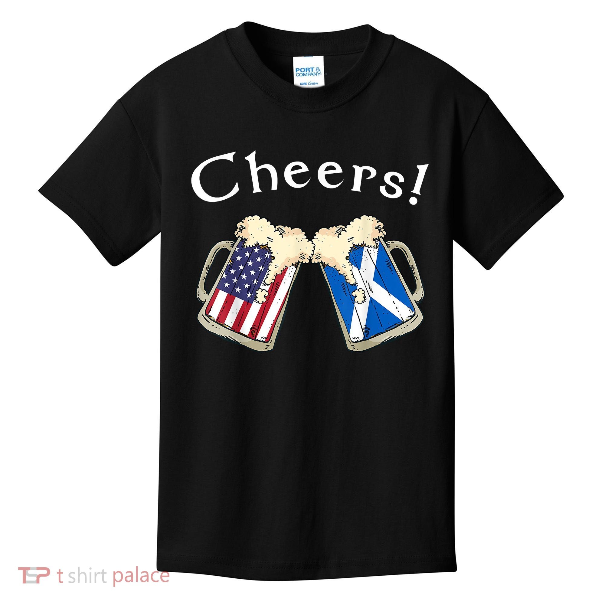 American Scottish Patriot US Flag Beer Drinks Scotland Grown Kids T-Shirt