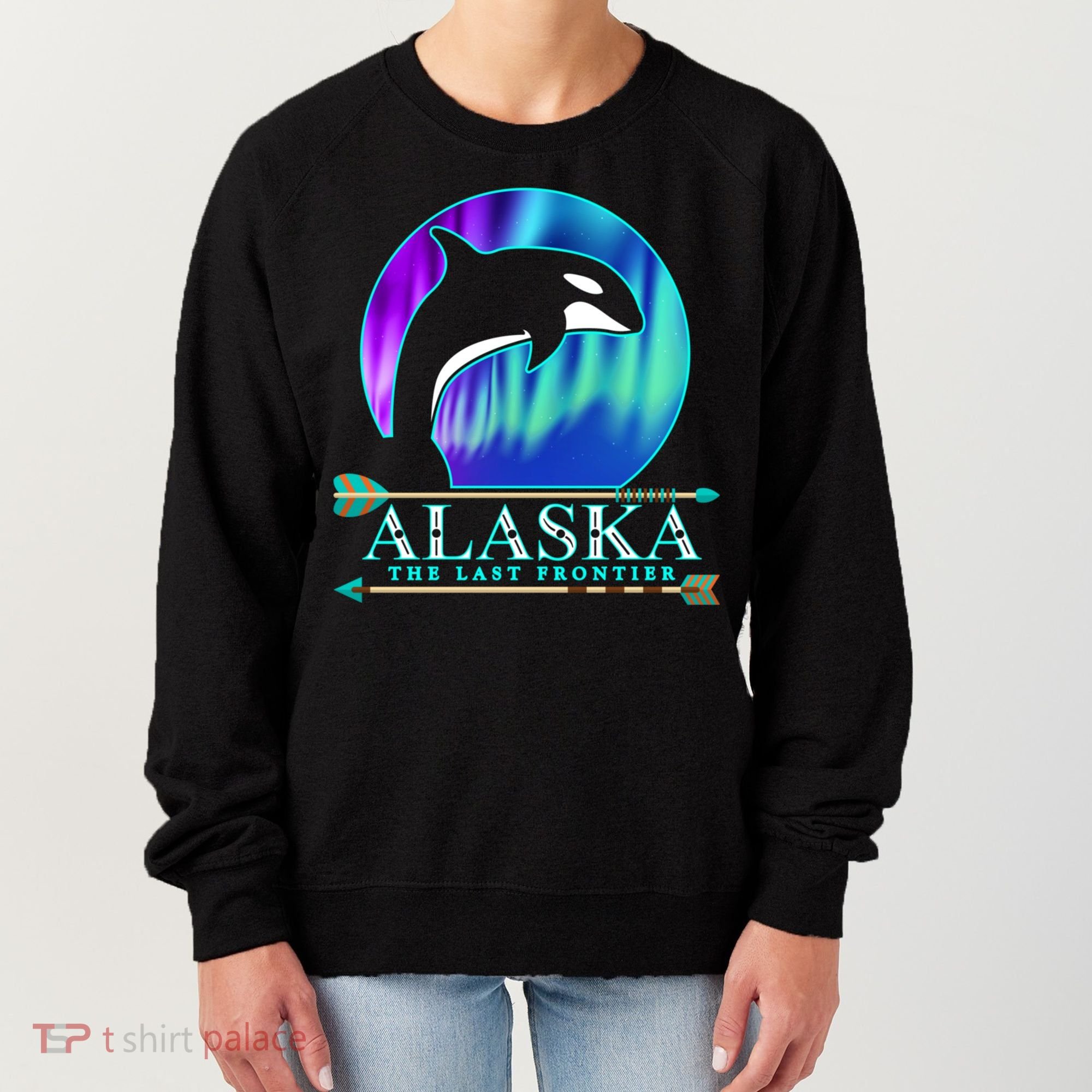 Alaska State Pride Alaska Northern Lights Alaskan Orca Whale Women's Sweatshirt
