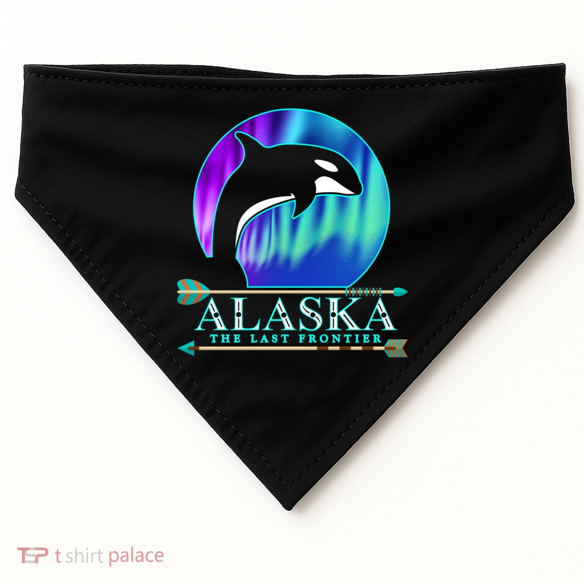 Alaska State Pride Alaska Northern Lights Alaskan Orca Whale USA-Made Doggie Bandana