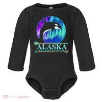 Alaska State Pride Alaska Northern Lights Alaskan Orca Whale Baby Long Sleeve Bodysuit thumb 0