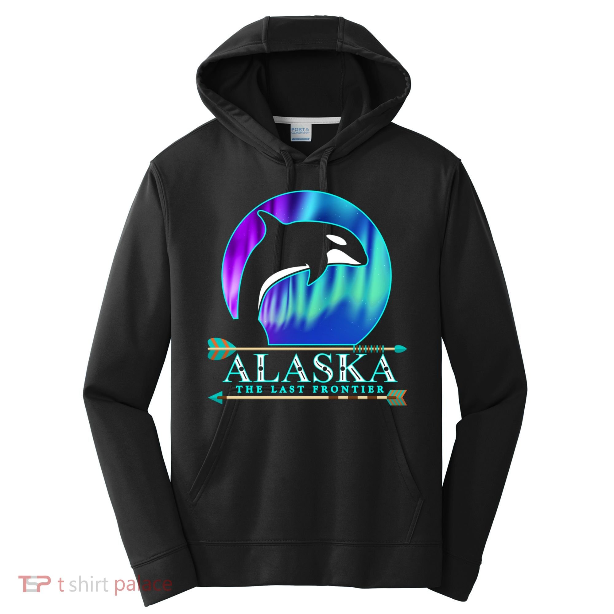 Alaska State Pride Alaska Northern Lights Alaskan Orca Whale Performance Fleece Hoodie