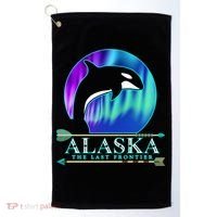 Alaska State Pride Alaska Northern Lights Alaskan Orca Whale Golf Towel thumb 0