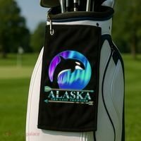 Alaska State Pride Alaska Northern Lights Alaskan Orca Whale Golf Towel thumb 2