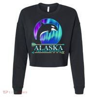 Alaska State Pride Alaska Northern Lights Alaskan Orca Whale Cropped Pullover Crew thumb 0