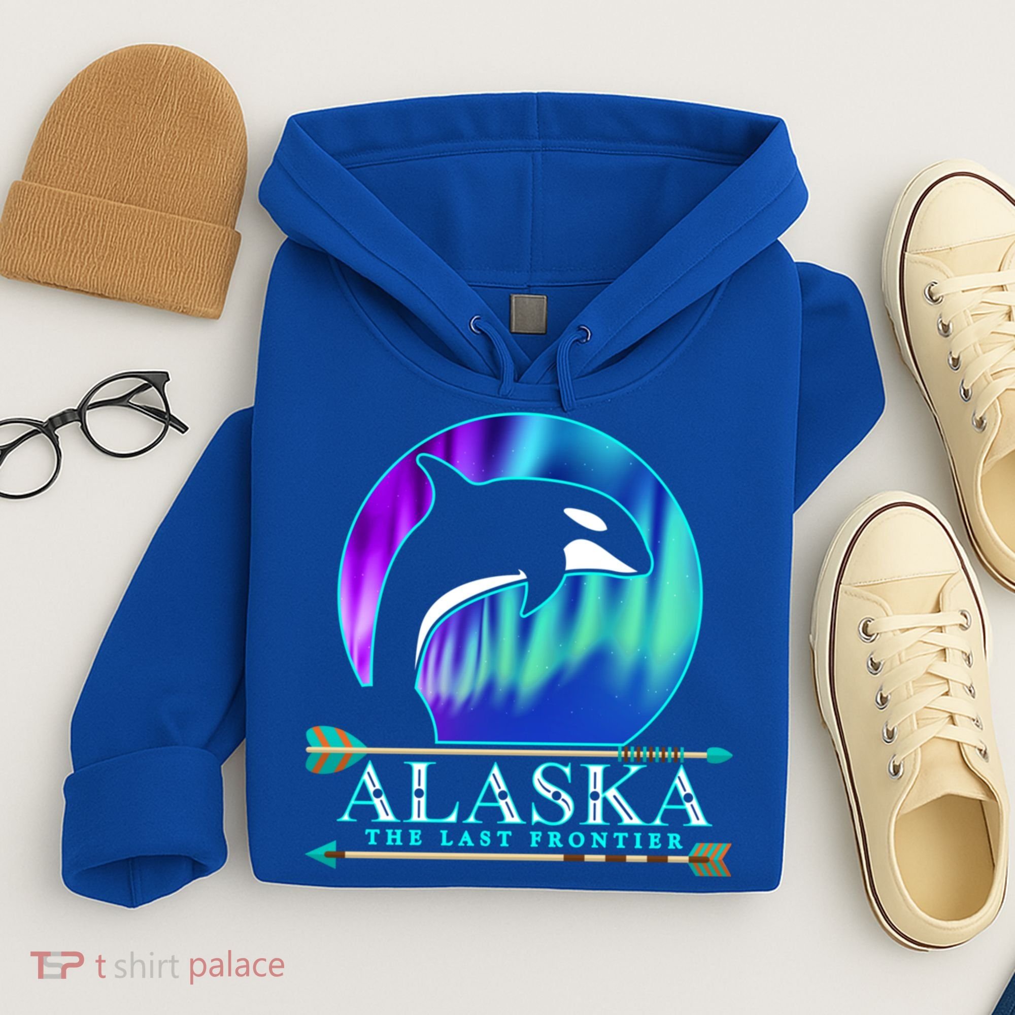 Alaska State Pride Alaska Northern Lights Alaskan Orca Whale Hoodie