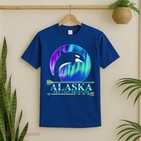 Alaska State Pride Alaska Northern Lights Alaskan Orca Whale T-Shirt thumb 2