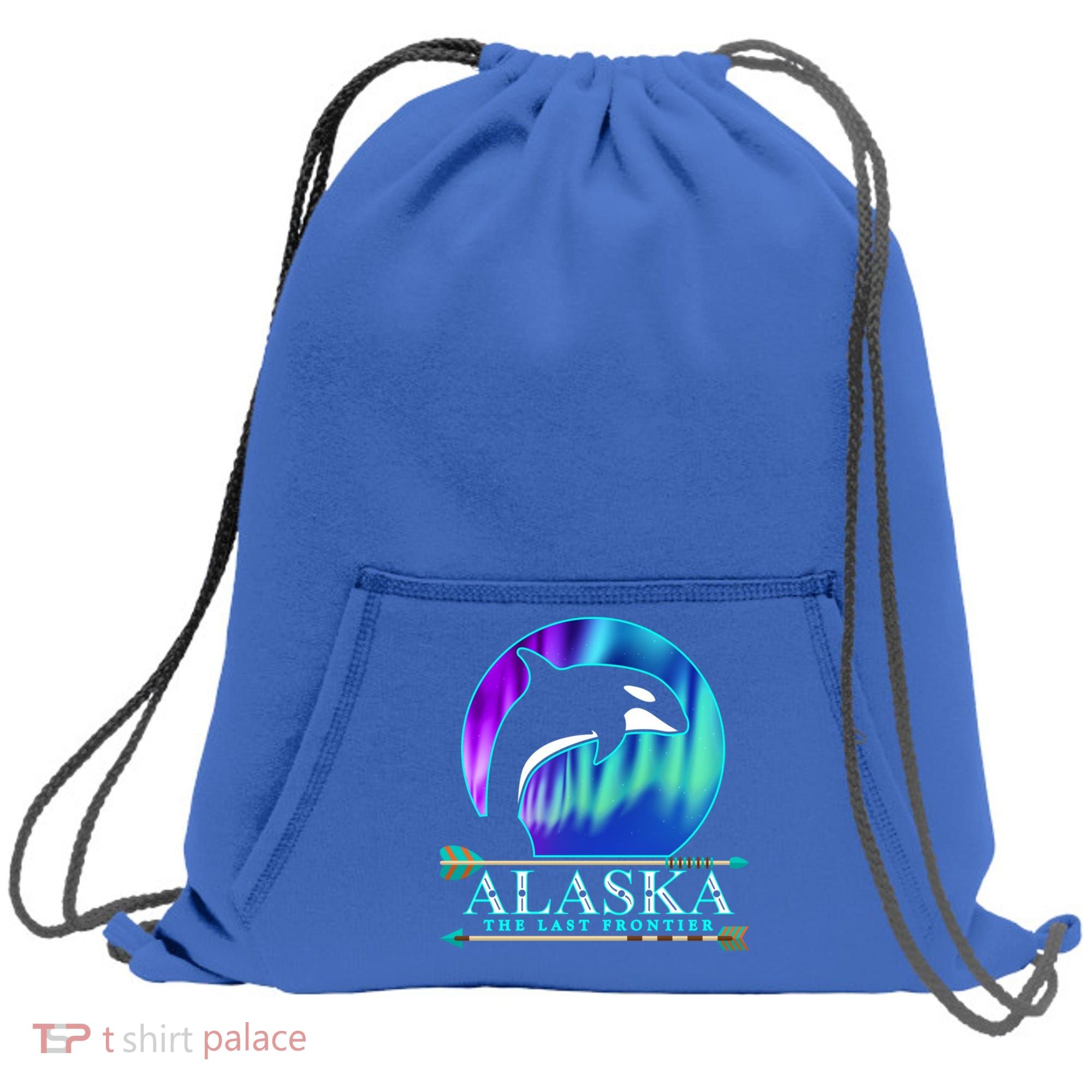 Alaska State Pride Alaska Northern Lights Alaskan Orca Whale Sweatshirt Cinch Pack Bag