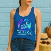 Alaska State Pride Alaska Northern Lights Alaskan Orca Whale Women's Tank Top thumb 2