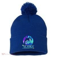 Alaska State Pride Alaska Northern Lights Alaskan Orca Whale Pom Pom 12in Knit Beanie thumb 0