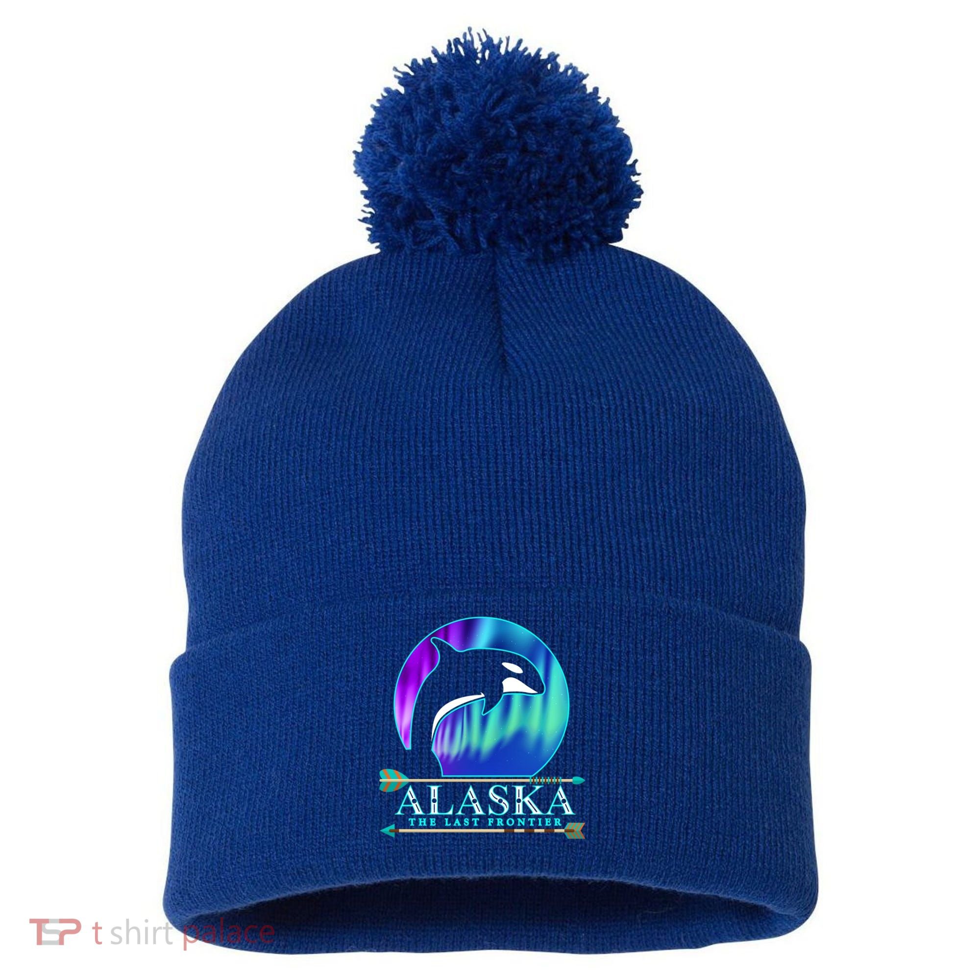 Alaska State Pride Alaska Northern Lights Alaskan Orca Whale Pom Pom 12in Knit Beanie