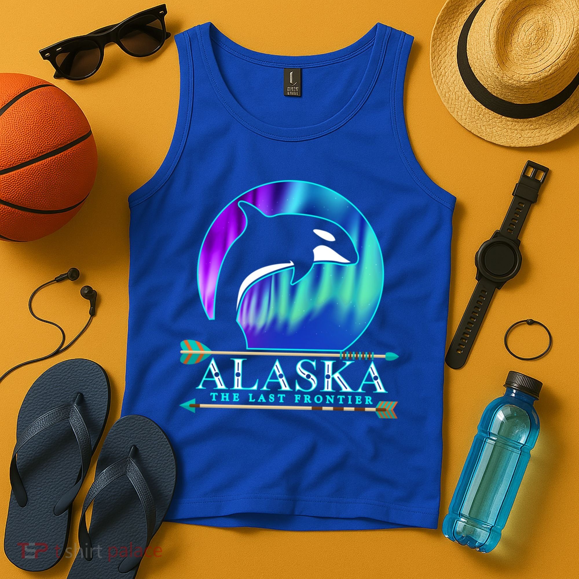 Alaska State Pride Alaska Northern Lights Alaskan Orca Whale Tank Top