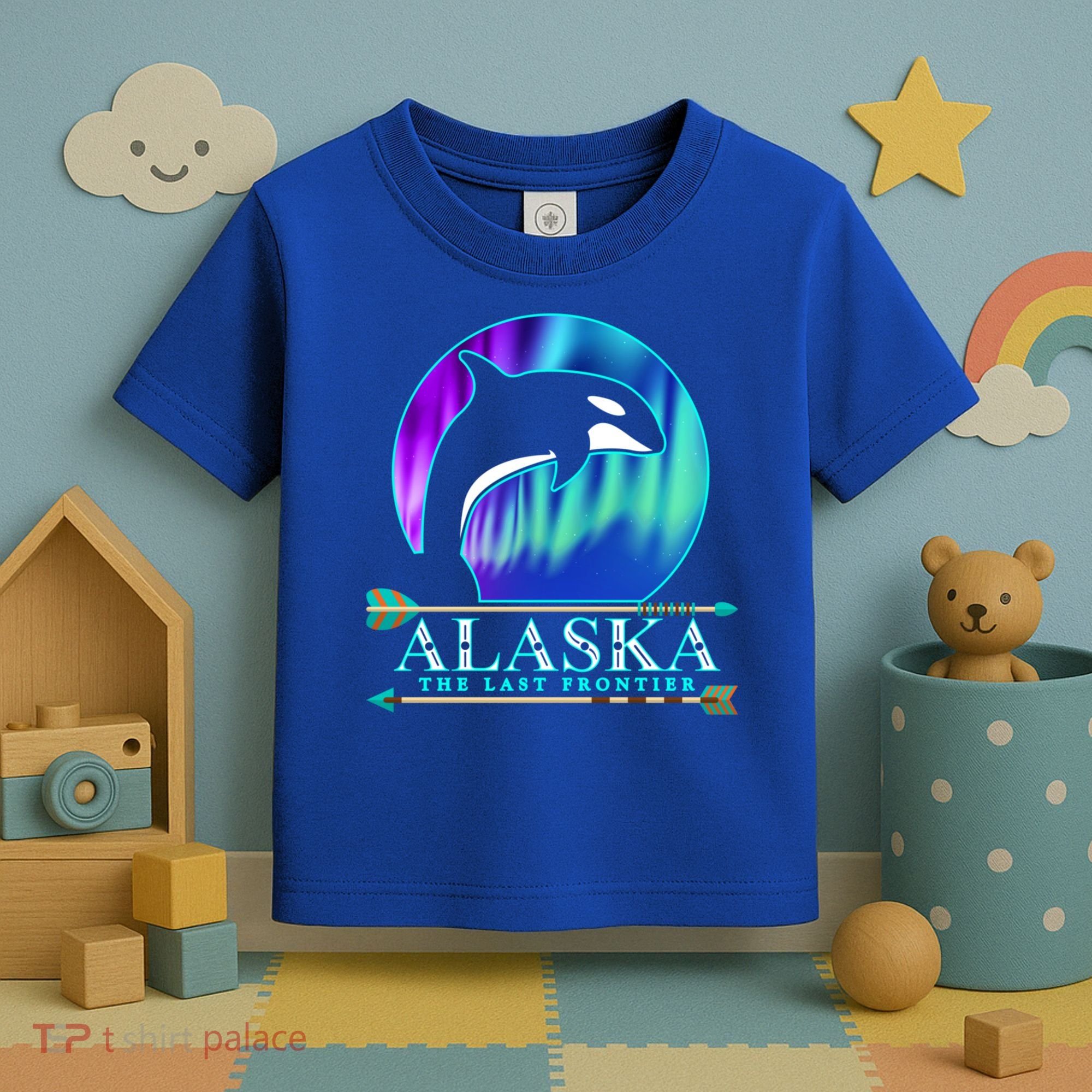 Alaska State Pride Alaska Northern Lights Alaskan Orca Whale Toddler T-Shirt