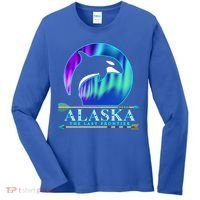 Alaska State Pride Alaska Northern Lights Alaskan Orca Whale Women's Long Sleeve Shirt thumb 0