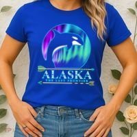 Alaska State Pride Alaska Northern Lights Alaskan Orca Whale Women's T-Shirt thumb 2