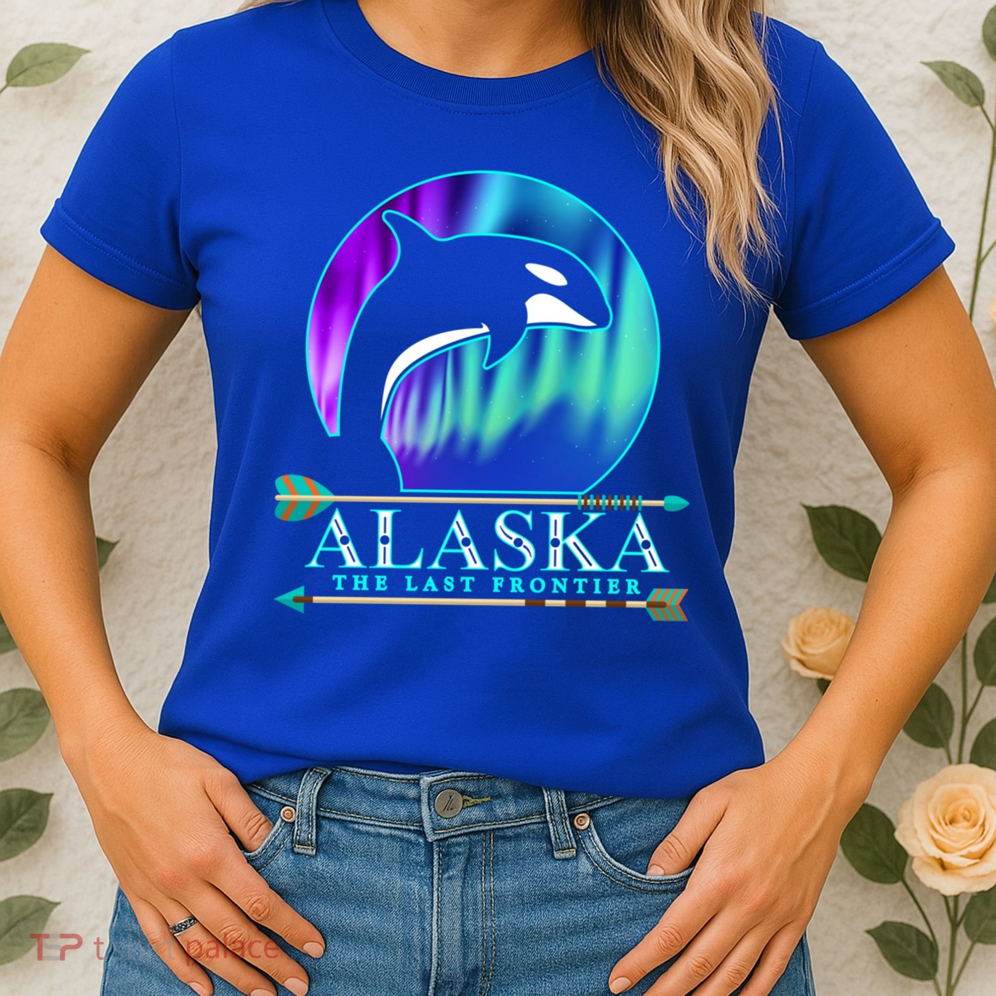 Alaska State Pride Alaska Northern Lights Alaskan Orca Whale Women's T-Shirt