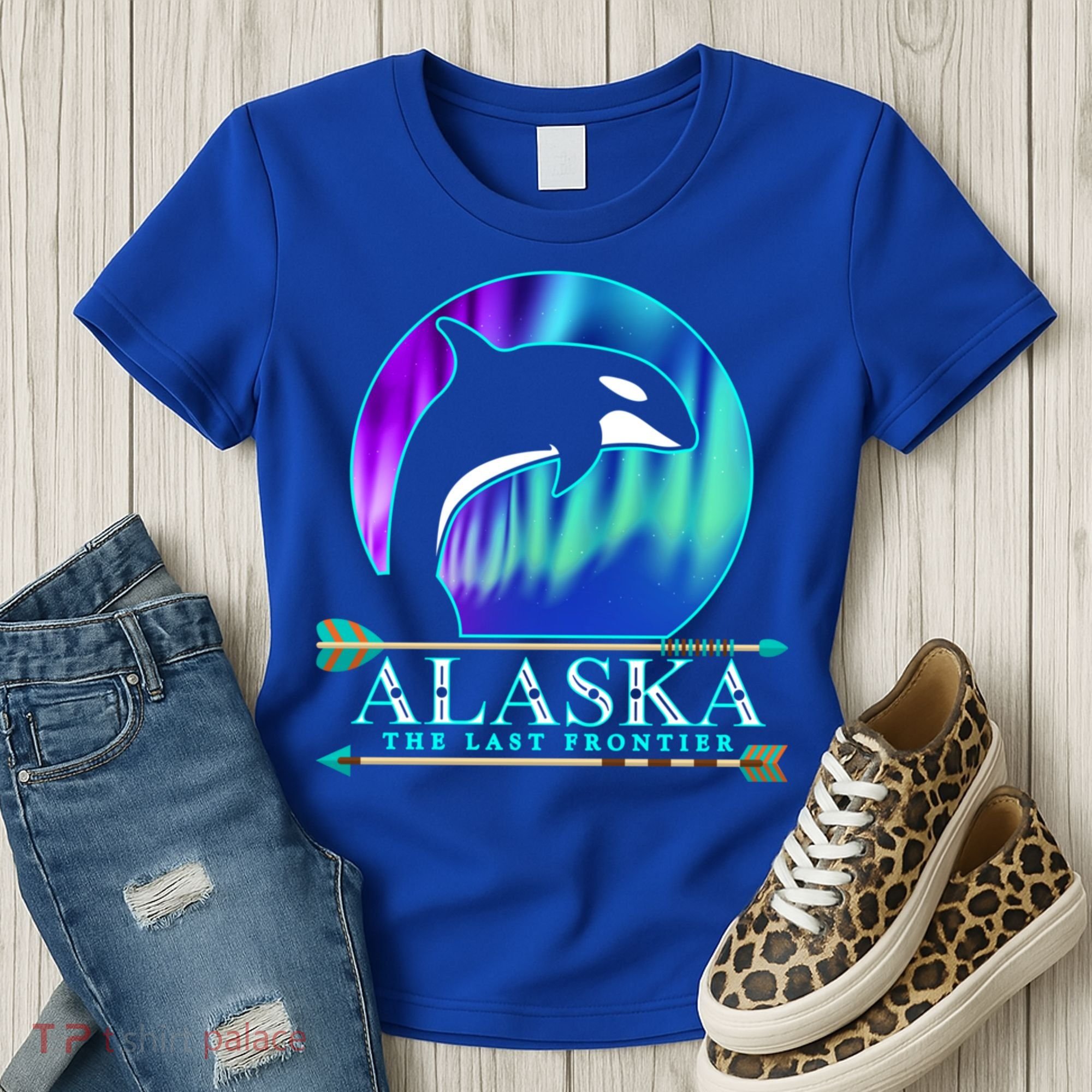 Alaska State Pride Alaska Northern Lights Alaskan Orca Whale Women's T-Shirt