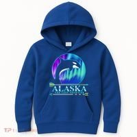 Alaska State Pride Alaska Northern Lights Alaskan Orca Whale Kids Hoodie thumb 0