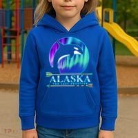 Alaska State Pride Alaska Northern Lights Alaskan Orca Whale Kids Hoodie thumb 3