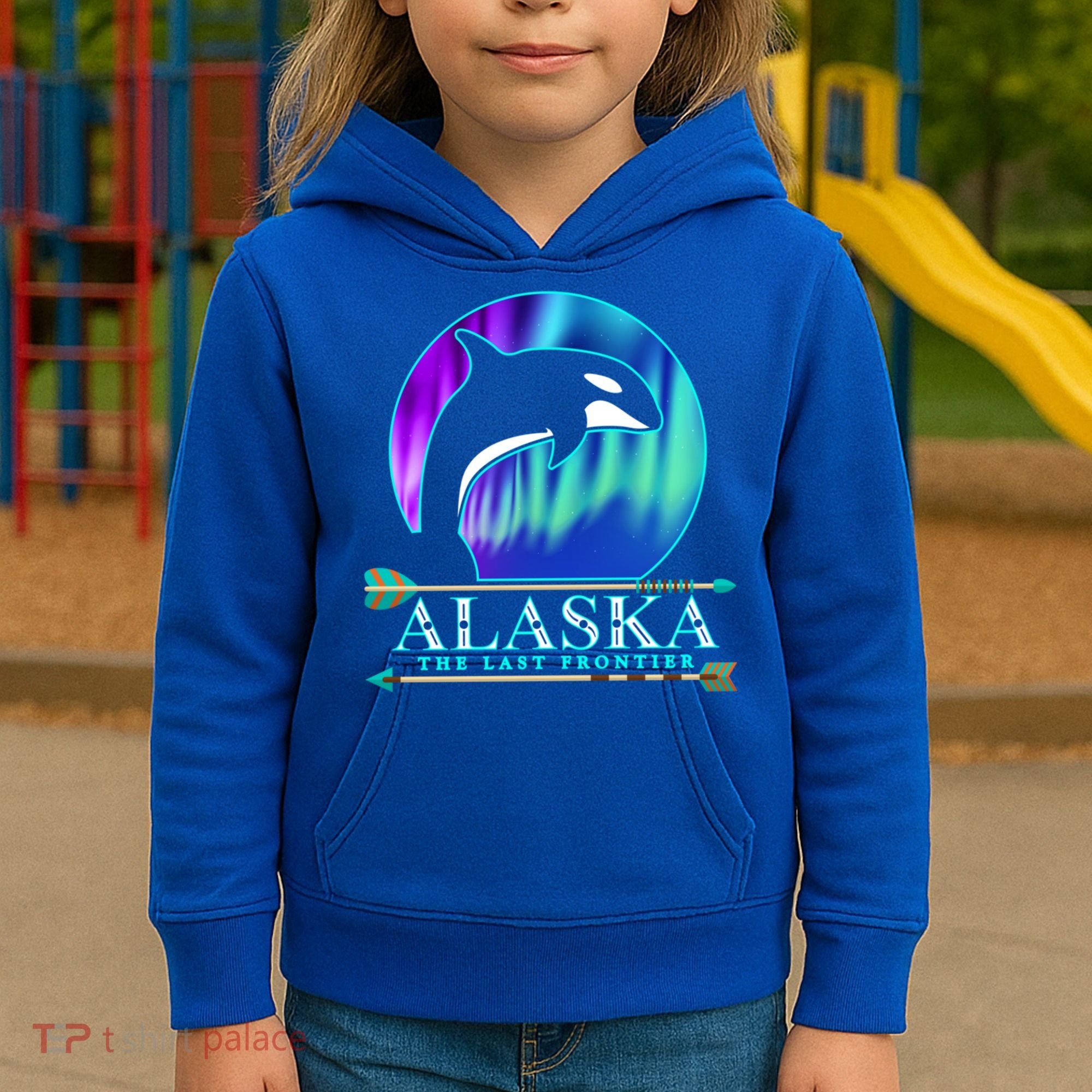 Alaska State Pride Alaska Northern Lights Alaskan Orca Whale Kids Hoodie