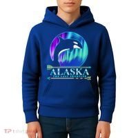 Alaska State Pride Alaska Northern Lights Alaskan Orca Whale Kids Hoodie thumb 4