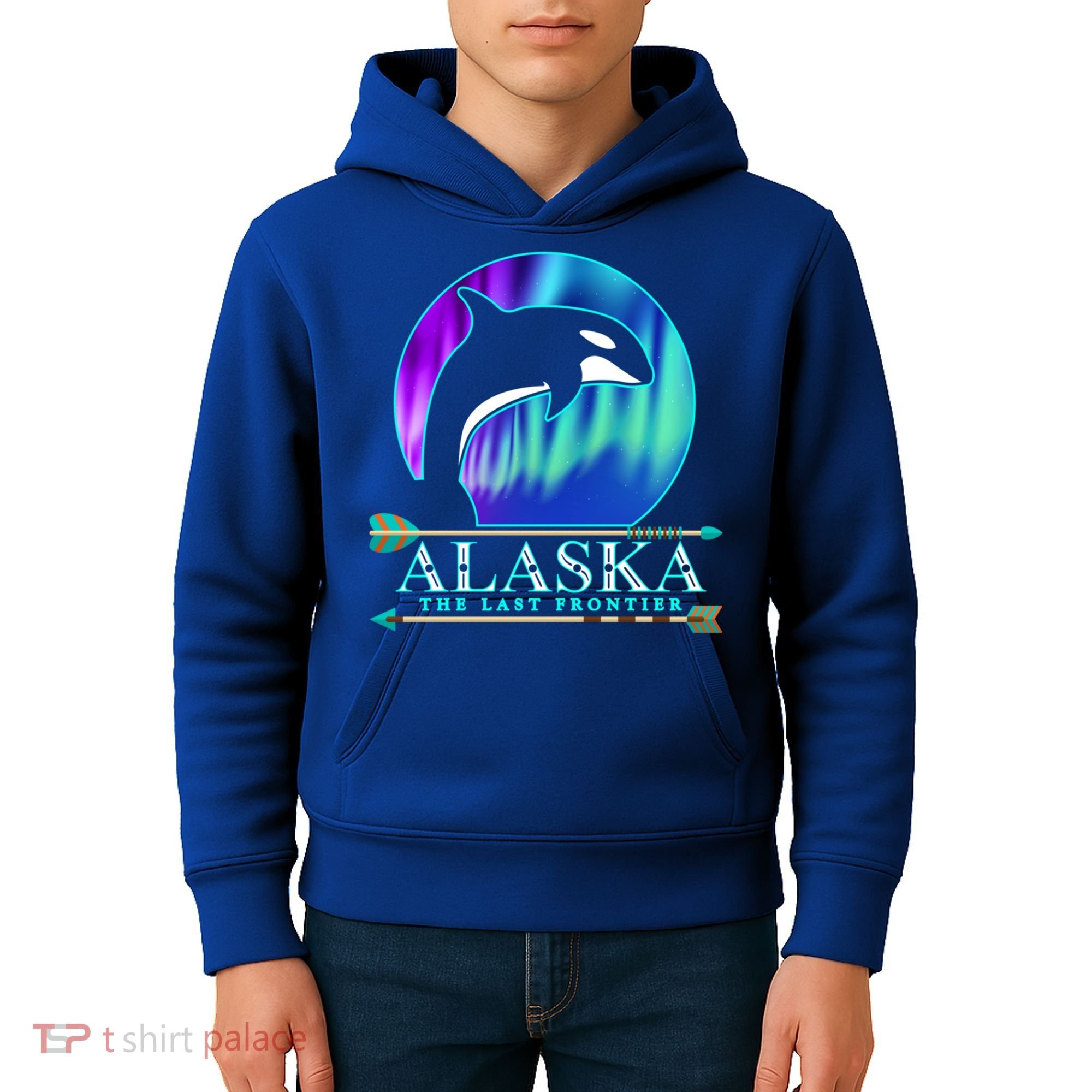Alaska State Pride Alaska Northern Lights Alaskan Orca Whale Kids Hoodie