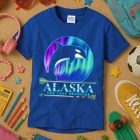 Alaska State Pride Alaska Northern Lights Alaskan Orca Whale Kids T-Shirt thumb 3