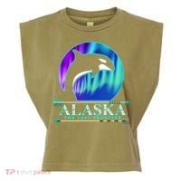 Alaska State Pride Alaska Northern Lights Alaskan Orca Whale Garment-Dyed Women's Muscle Tee thumb 0