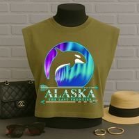 Alaska State Pride Alaska Northern Lights Alaskan Orca Whale Garment-Dyed Women's Muscle Tee thumb 3