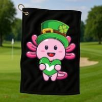 Axolotl Saint Patricks Day Axolotl St Patrick Golf Towel thumb 1