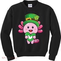 Axolotl Saint Patricks Day Axolotl St Patrick Kids Sweatshirt thumb 0