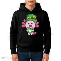 Axolotl Saint Patricks Day Axolotl St Patrick Kids Hoodie thumb 4