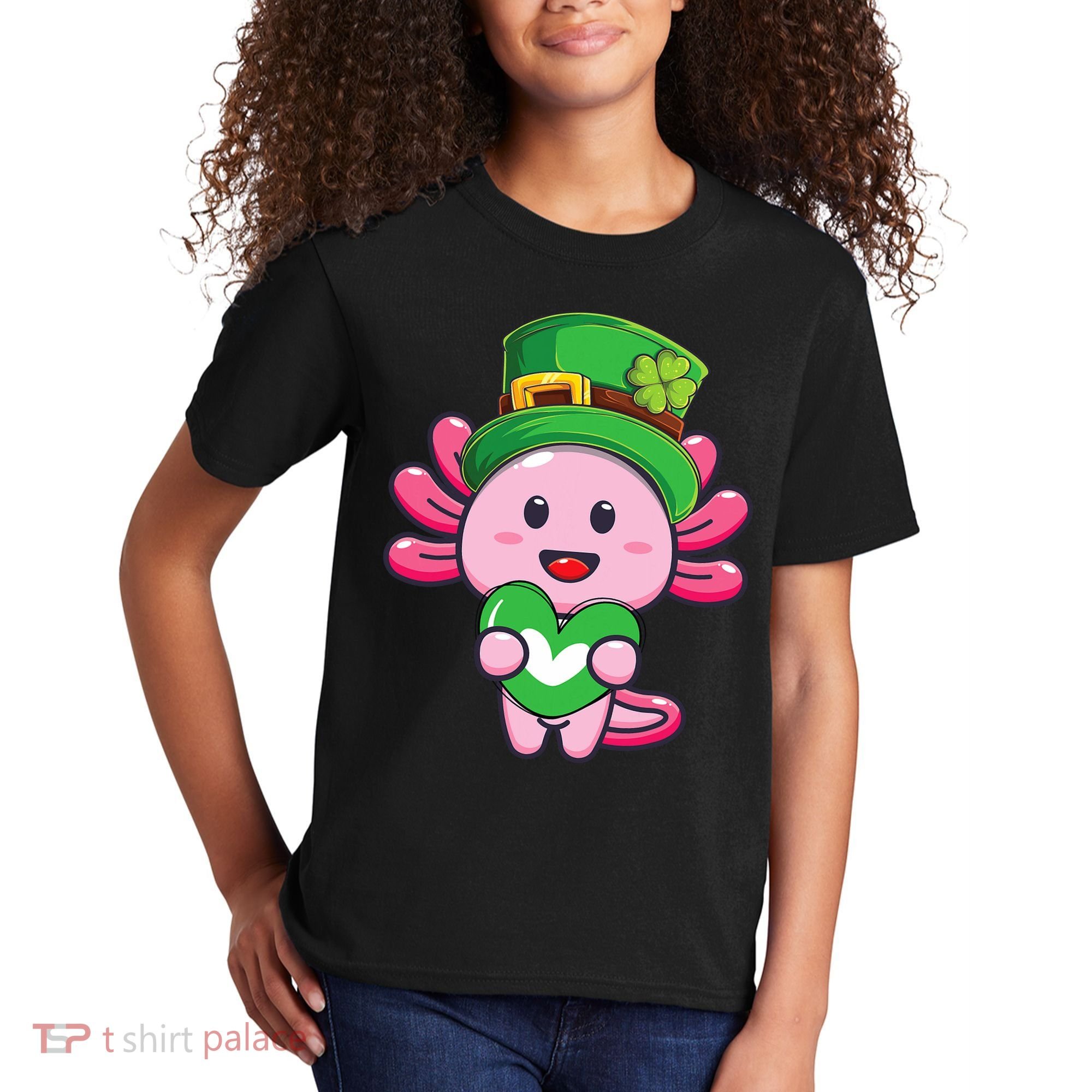 Axolotl Saint Patricks Day Axolotl St Patrick Kids T-Shirt