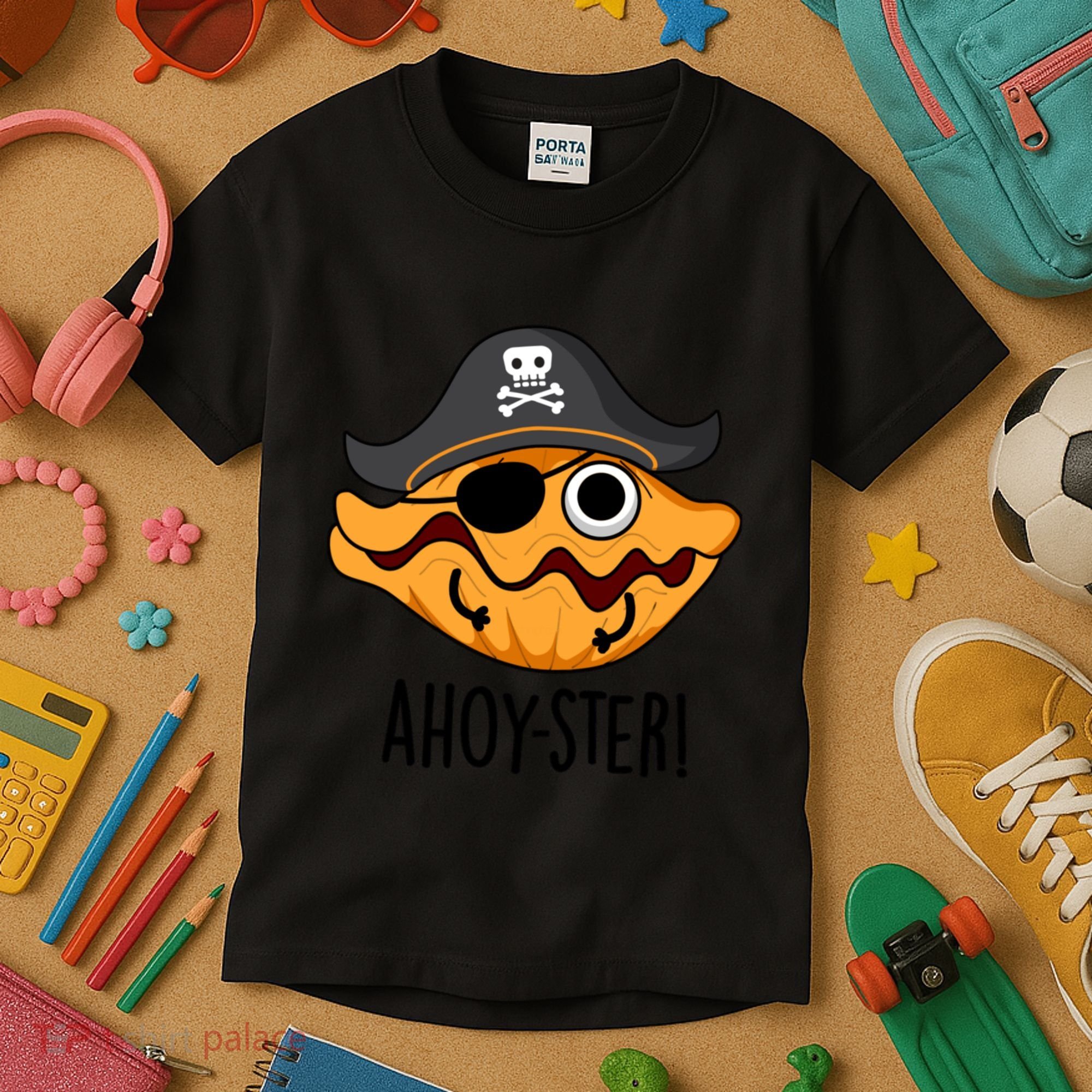 Ahoy Ster Pirate Funny Oyster Puns Kids T-Shirt